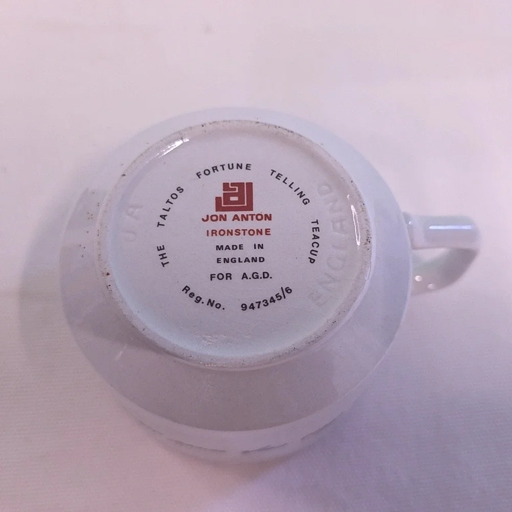 Jon Anton Ironstone Tea Cup Saucer Set White Zodiac Astrology Made in England